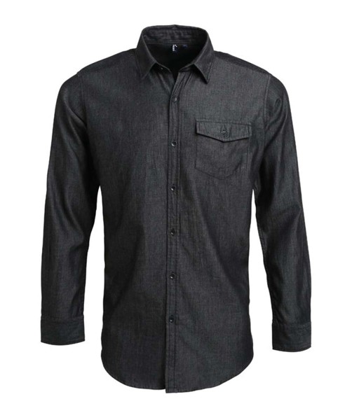 Men’S Jeans Stitch Denim Shirt - Black Denim / S