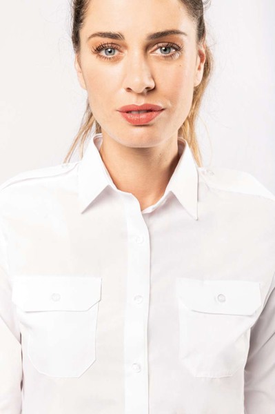Ladies’ Long-Sleeved Pilot Shirt - White / L