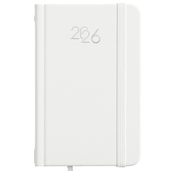 Agenda Tascabile Settimanale 2026, Copertina Rigida In Cartoncino Laminato - Bianco