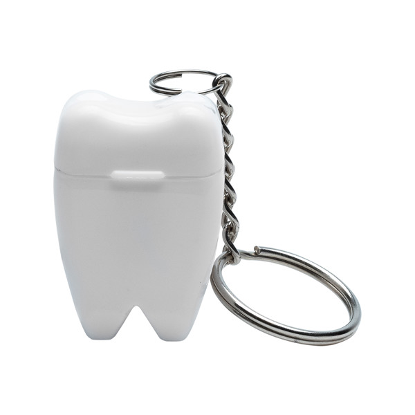 Toothy keychain with dental floss
