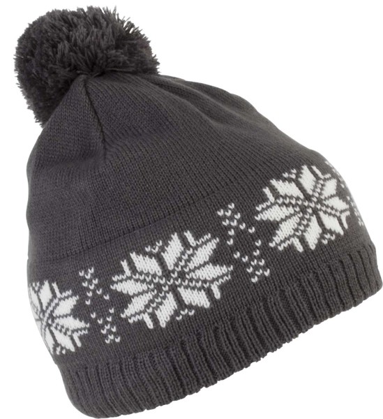 Fair Isle Knit Beanie - Steel Grey
