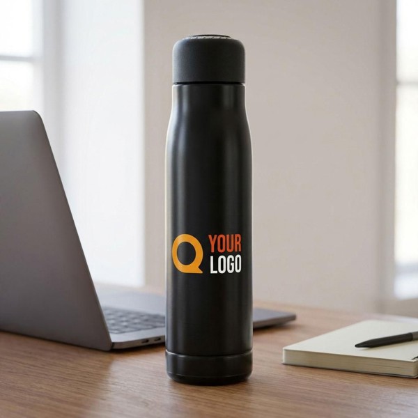 Garrafa de aço inoxidável reciclado com parede dupla (500 ml) Solene - branco