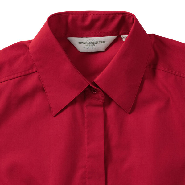 Ladies' Fitted Poplin Shirt - Classic Red / L