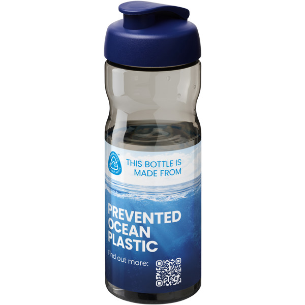 Bouteille de sport H2O Active® Eco POP Base 650ml avec couvercle à bascule - Charbon / Bleu