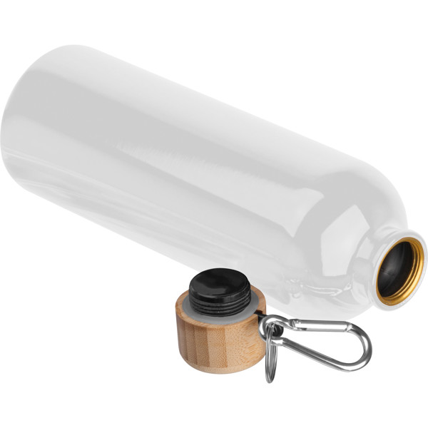 Stainless steel drinking bottle with carabiner, 750ml RUTH - White