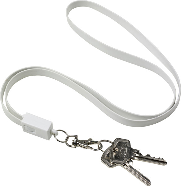 Lanyard TPE com cabo carregador Marguerite - branco