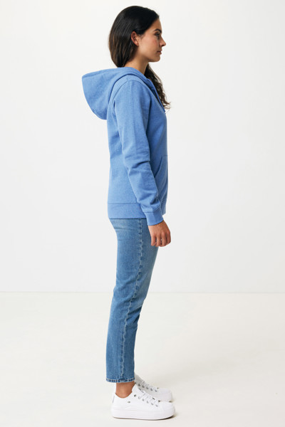 Mikina na zips s kapucňou Iqoniq Abisko z recykl. bavlny - Heather Blue / XXXL