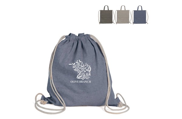 Drawstring bag recycled cotton 38x42cm - Grey