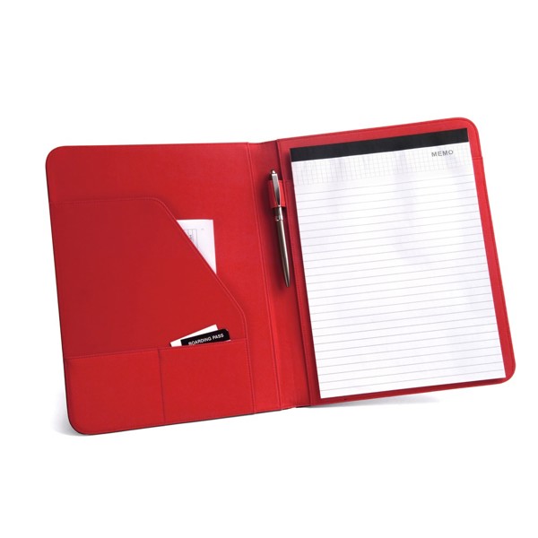 FITZGERALD. A4 folder in PU and 800D with lined sheet pad - Red