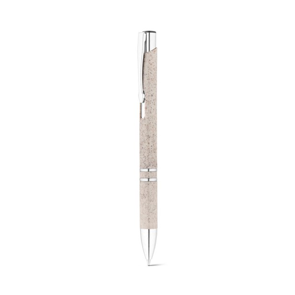 BETA WHEAT. Stylo bille en paille de blé et ABS avec attache - Naturel Clair