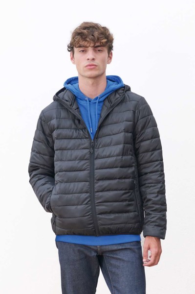 Sol's Stream Hooded Men - Lightweight Hooded Padded Jacket - Black / XL