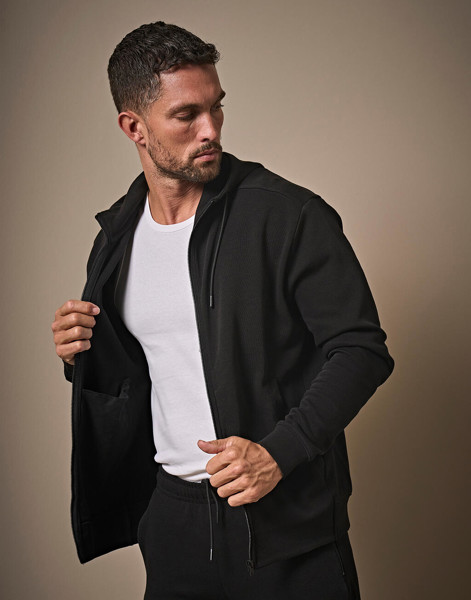 Ribbed Interlock Hooded Full Zip - Black / L