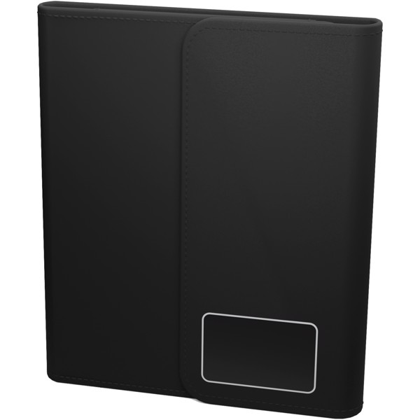 Caderno A5 com powerbank sem fio de 4000 mAh de 5 W e logótipo luminoso "SCX.design O18"