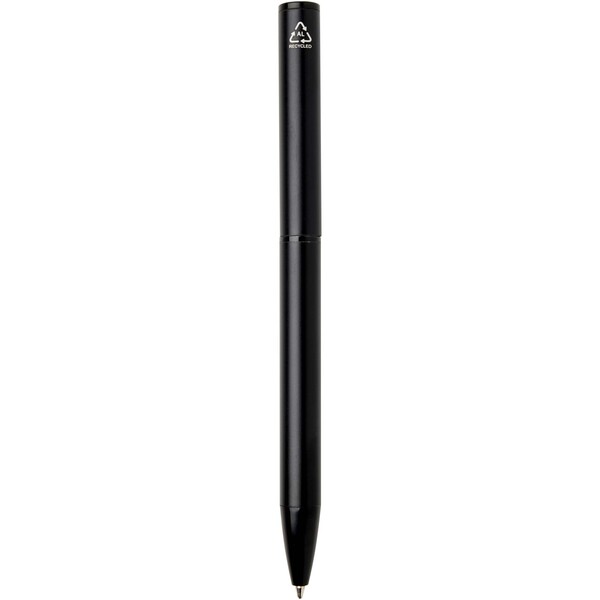 Verton recycled aluminium twist ballpoint pen with sleeve (blue ink) - Black