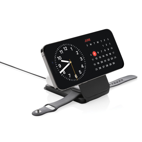 Swiss Peak 3-in-1 wireless charger, 15W, recycled PU