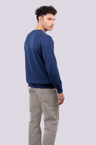 Men’S Crew Neck Fine Gauge Cotton Pullover - Bordeaux / L