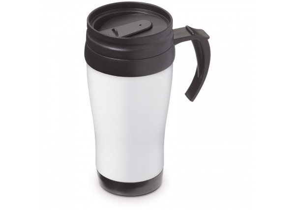 Double walled coffee mug metal 350ml - Matt White