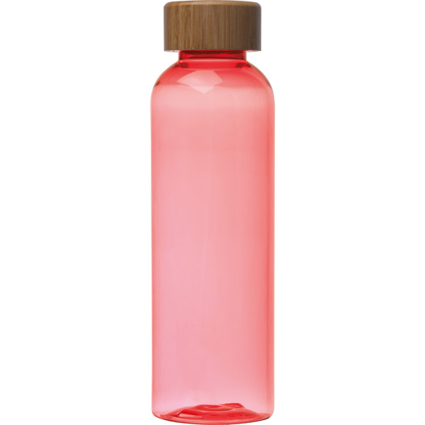 PET drinking bottle with bamboo lid, 500ml SAMBOR - Red