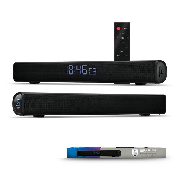 ENCEINTE BARRE DE SON BT5.0 16 W (2x 8 W), RADIO FM, HORLOGE