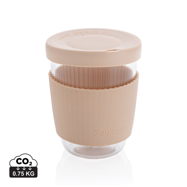 Ukiyo borosilicate glass with silicone lid and sleeve - Brown