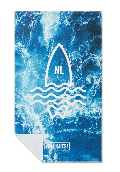 Full colour beach towel in 350gsm cotton and recycled polyester (rPET) - 100x180cm / Individual polybag