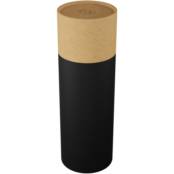 SCX.design D21 550 ml borosilicate glass bottle with recycled silicone sleeve and bamboo lid