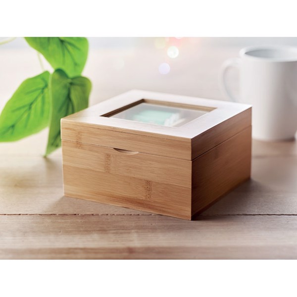 Campo Tea bamboo box, 4 compartments 6x6x6cm