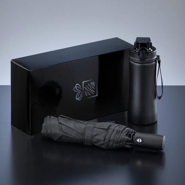 Primo Everyday Set: Fľaša Na Vodu 550 ml A Plne Automatický Dáždnik Harvard - Čierna