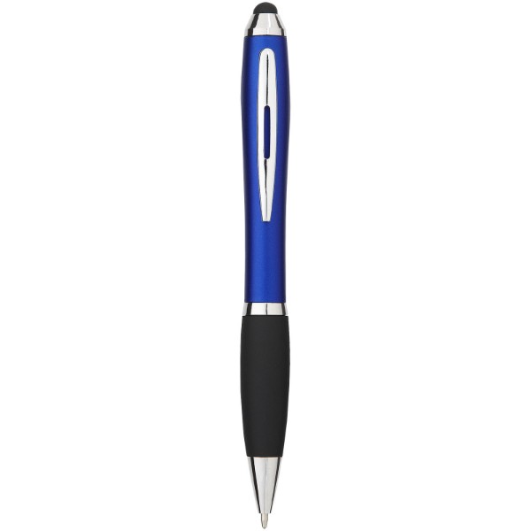 Kuličkové pero a stylus Nash s černým úchopem - Světle modrá / Černá