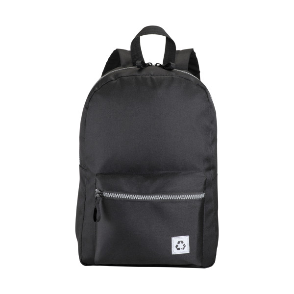 Laptop Backpack In Recycled Pet With A Melange Effect - Black