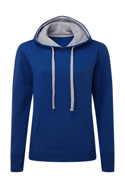 Contrast Hooded Sweatshirt Women - Royal / Light Oxford / M