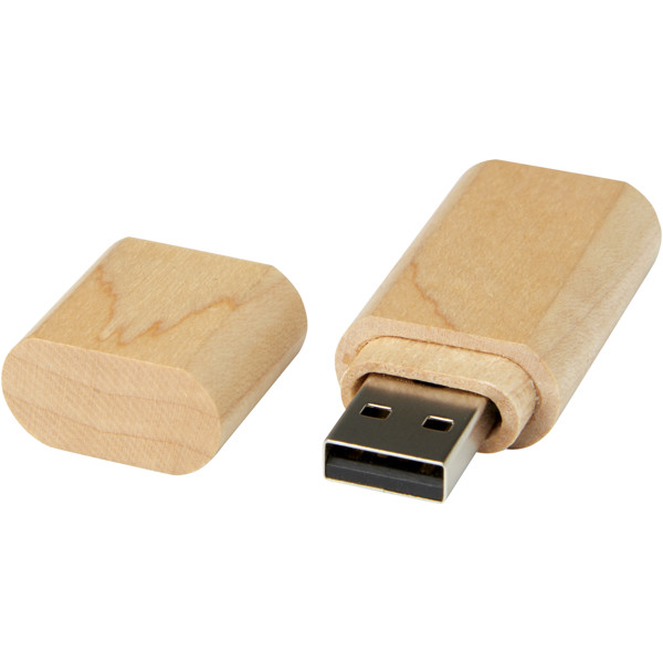 Clé USB 2.0 en bois avec porte-clés - Marron clair / 4GB