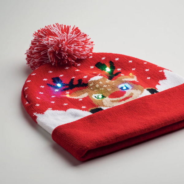 Christmas knitted beanie LED Shimas Light - Red