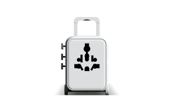 Chariot adaptateur universel GaN Xoopar Luggie pour voyages internationaux - Blanc