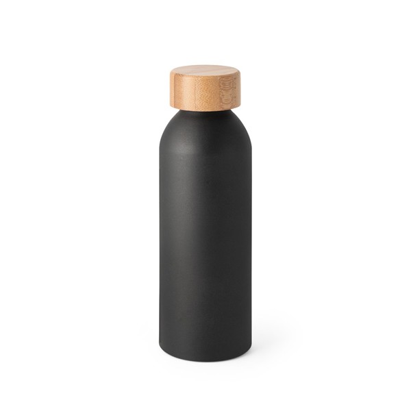 QUETA. Aluminium bottle with bamboo lid 550 mL - Black