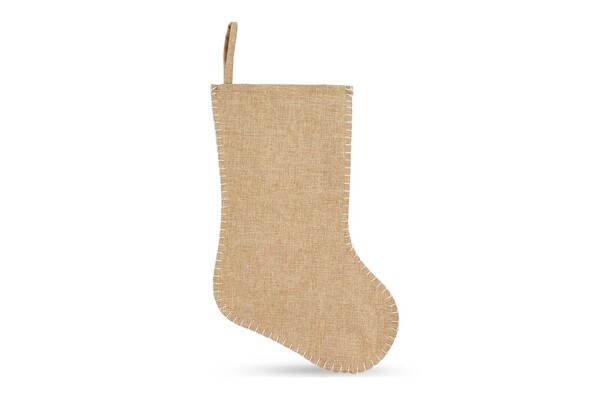 Bas de Noël en jute avec coutures décoratives 40 cm