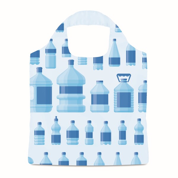 Full colour foldable recycled polyester (rPET) bag with pouch. Double layer handles - Full colour