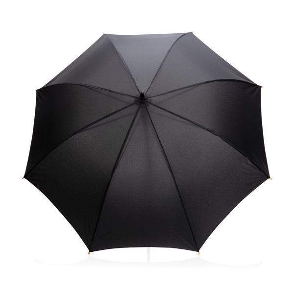Impact Aware™ RPET dežnik, bambus, avto. odpiranje, 117 cm -Črna