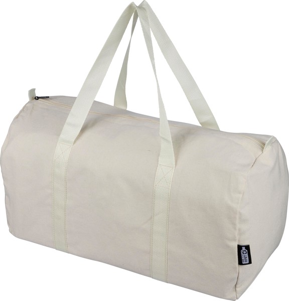 Gerecyclede polycotton (330 gsm) dufflebag Tian - beige