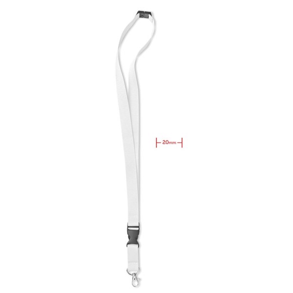 Lanyard with metal hook 20 mm - White