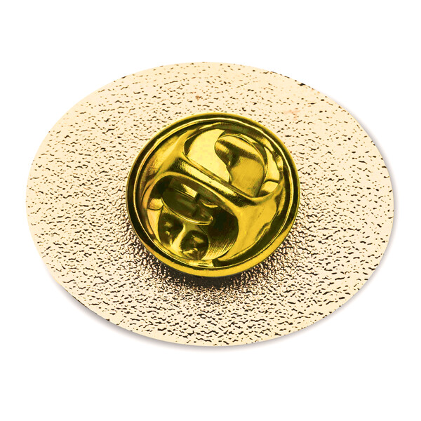 Oval metal lapel pin with doming - Brass / Individual polybag