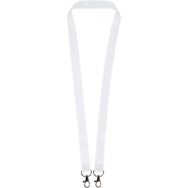 Leia lanyard i RPET med sublimationstryk og to karabinlåse - Hvid / 10mm
