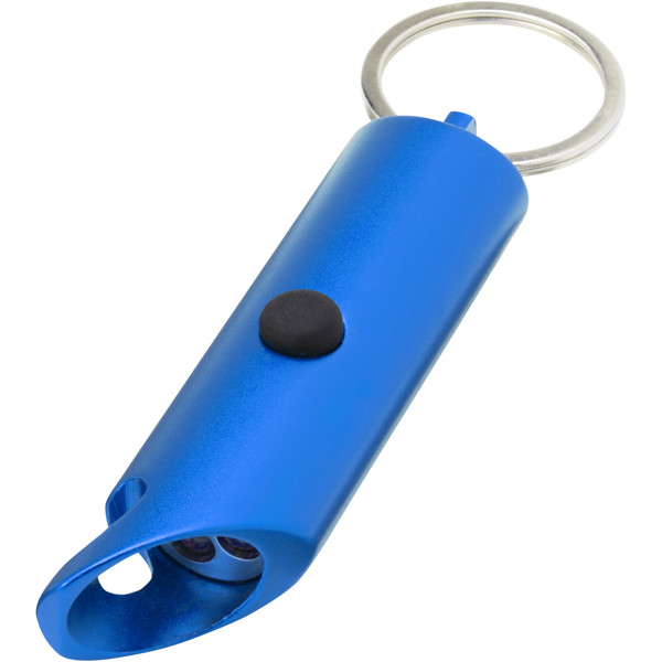 Lumière LED IPX Flare en aluminium recyclé et ouvre-bouteille avec porte-clés - Bleu royal