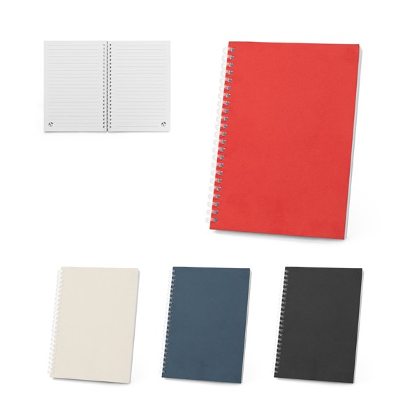 SCHILLER. A5 notepad with flexible cover, made from 100% recycled paper - Black