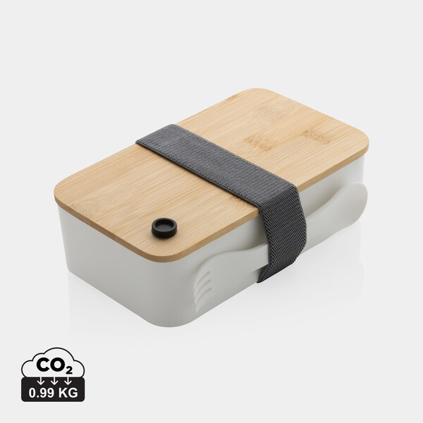 PP lunchbox met bamboe deksel - Wit