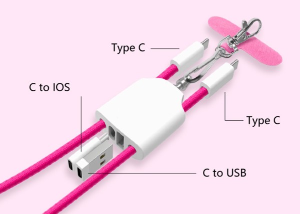 Fast charging data cable with lanyard UC068 - WHITE