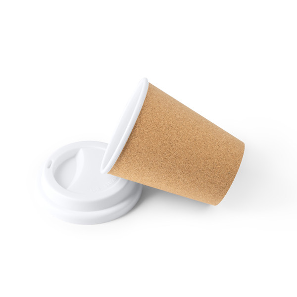 Reusable personalised PP mug with cork coating 380 ml with lid