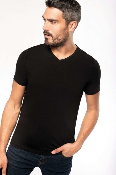 Men's Short-Sleeved V-Neck T-Shirt - White / 2XL