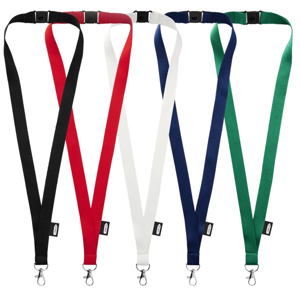 Tom recycled PET lanyard with breakaway closure - White