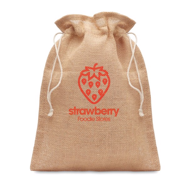 Jute drawstring gift bag 14x22 cm, reusable